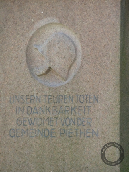 Kriegerdenkmal (Erster Weltkrieg) in Piethen (Stadt Südliches Anhalt) im Landkreis Anhalt-Bitterfeld