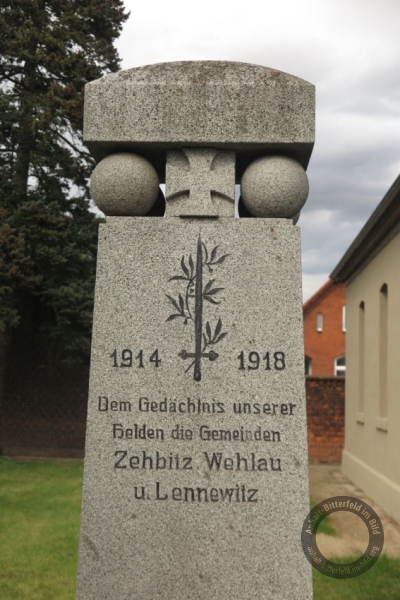 Kriegerdenkmal (Erster Weltkrieg) in Zehbitz (Stadt Südliches Anhalt) im Landkreis Anhalt-Bitterfeld