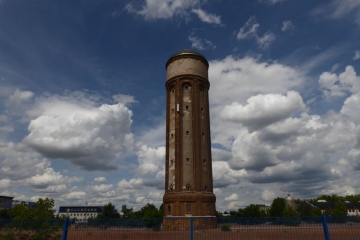 Wasserturm in der Filmstraße in Wolfen (Stadt Bitterfeld-Wolfen) im Landkreis Anhalt-Bitterfeld